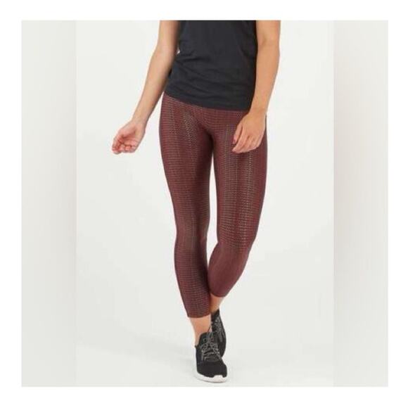 Spanx | NWT Size S Sara Blakely Leggings Metallic Mist 1wine Rose Gold - Picture 2 of 16